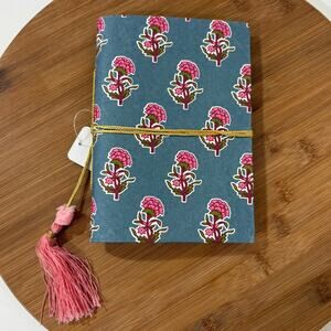 Blank Notebook Floral Gold World Market Blank Pages 5" x 7" Tassel and Tie